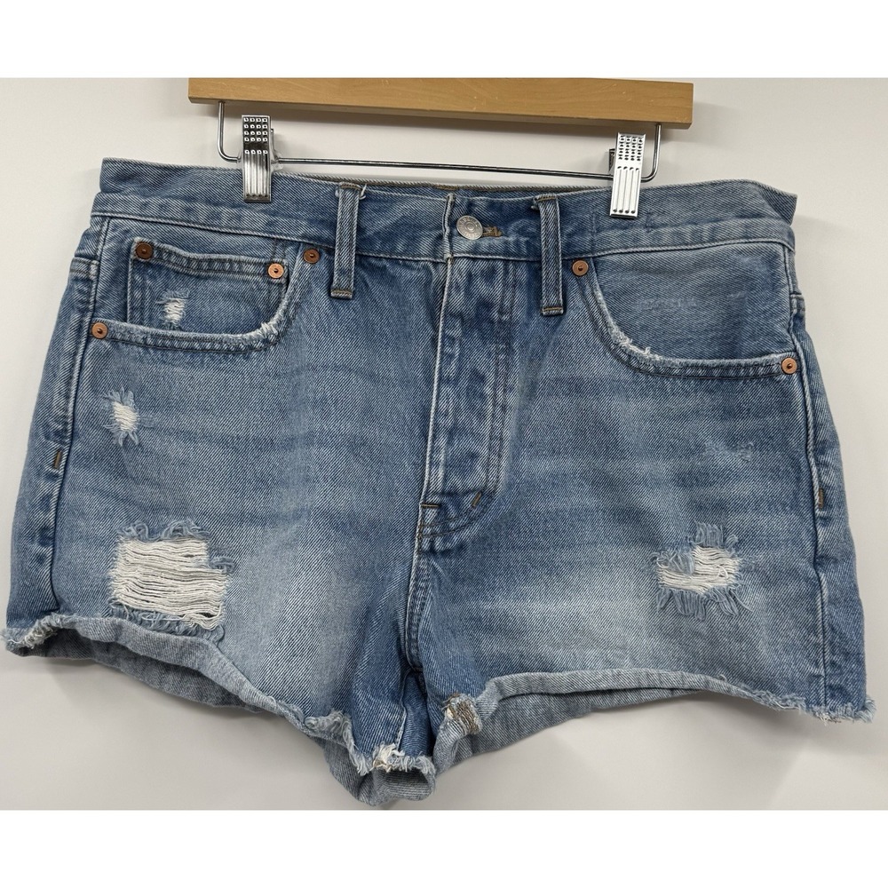 MADEWELL SZ 32 Relaxed Denim Shorts Distressed Festival Concert Beach Bohemian
